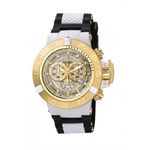 Relogio Invicta Subaqua 0928 - Ouro 18K, Pulseira Branca e Preta, Resistência à Água Até 200 Metros