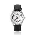 Relógio Jean Vernier Caixa Aço Pulseira Couro 5ATM Autêntico Preto+Branco