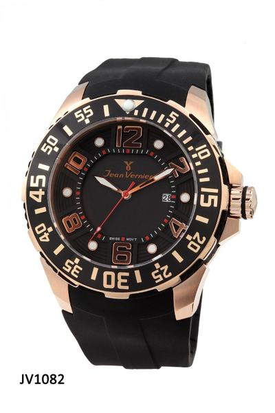 Relógio Jean Vernier Caixa Aço Pulseira Silicone Moderno