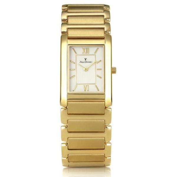 Relógio Jean Vernier Feminino Ref: Jv2006 Slim Retangular Dourado
