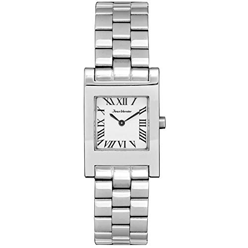 Relógio Jean Vernier Feminino Ref: Jv07278 Luxo Retangular Prateado
