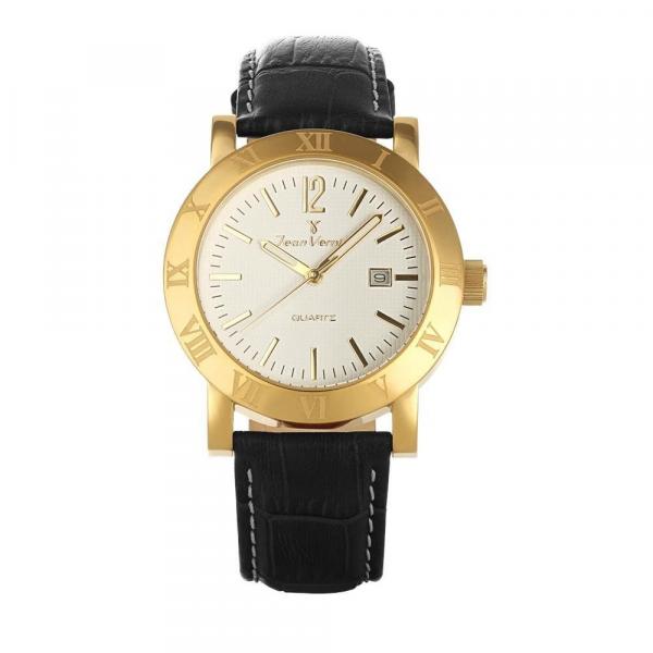 Relógio Jean Vernier Masculino Ref: Jv231p Social Dourado