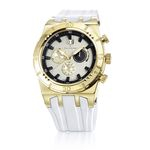 Relógio Jean Vernier Pulseira Silicone Caixa Aço 10ATM Branco+Dourado