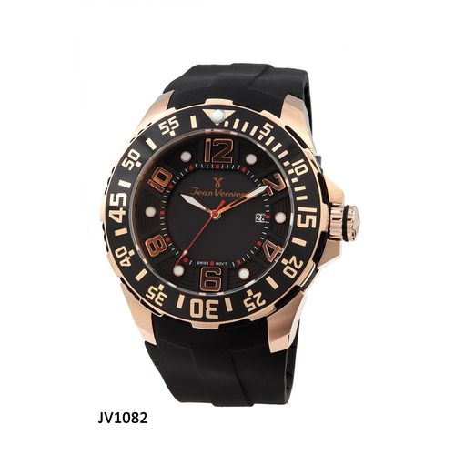 Relógio Jean Vernier Pulseira Silicone Masculino Dia a Dia Preto