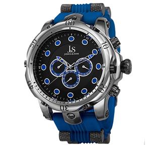 Relógio Joshua & Sons Masculino Multifunção Swiss Quartzo Rubber Orange Strap Azul