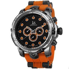 Relógio Joshua & Sons Masculino Multifunção Swiss Quartzo Rubber Orange Strap Laranja
