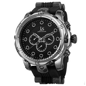 Relógio Joshua & Sons Masculino Multifunção Swiss Quartzo Rubber Strap Preto