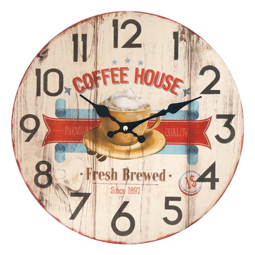 Relógio Kasa Ideia de Madeira Coffe House 35cm