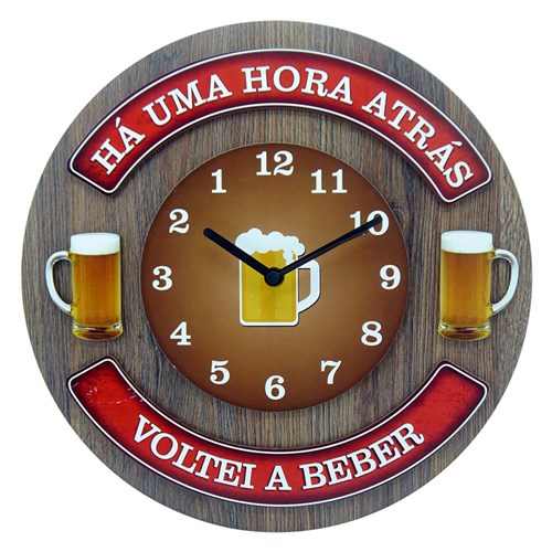 Relógio Kasa Ideia de Madeira Hora 35cm