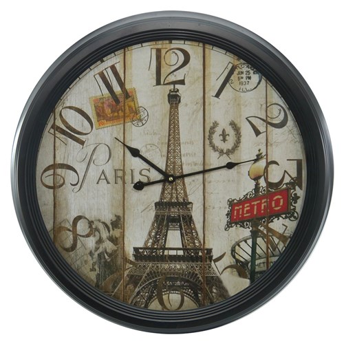 Relógio Kasa Ideia de Parede Torre Eiffel 62cm