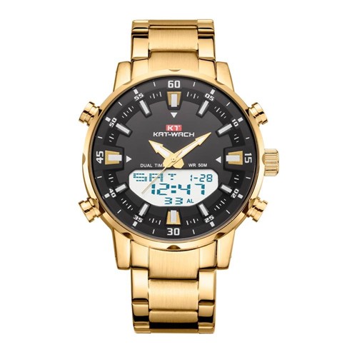 Relógio Kat-Wach Masculino AnaDigi KT1815 Dourado e preto