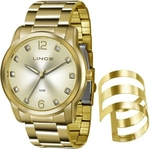 Relógio Kit Lince Feminino 50 Metros Dourado Lrg4391l K190