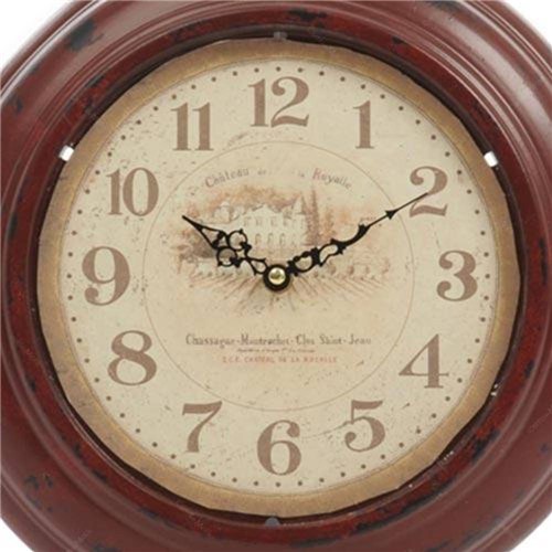 Relógio La Royalle Vermelho Rústico em Metal - 32x6 Cm