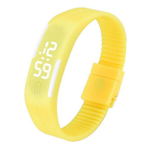 Relógio Led Digital Sport Bracelete Pulseira Silicone - Amarelo - Chinesa