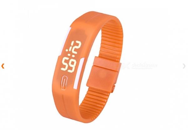 Relógio Led Digital Sport Bracelete Pulseira Silicone - Laranja - Lelong