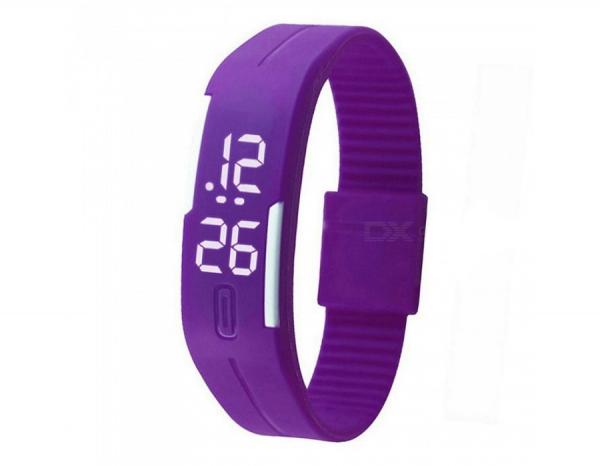 Relógio Led Digital Sport Bracelete Pulseira Silicone - Roxo - Lelong