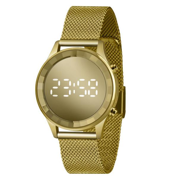 Relógio LINCE DIGITAL Dourado LDG4648L CXKX Pulseira Estilo Esteira