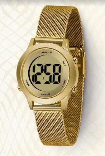 Relogio Lince Digital Feminino Dourado Pequeno a prova dagua Sdph109l cxkx