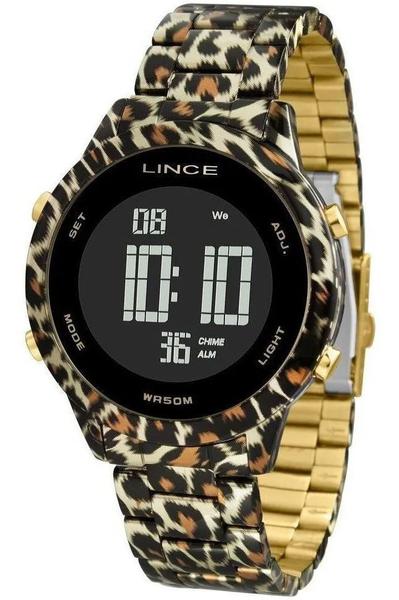 Relógio Lince Digital Feminino Onça Dourado SDPH103L PXKP