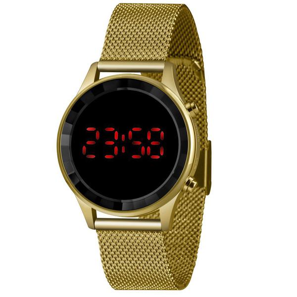 Relógio LINCE DIGITAL LDG4647L PXKX Dourado com Pulseira Estilo Esteira