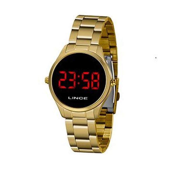 Relógio Lince Digital Led Dourado Redondo Mdg4618l Vxkx