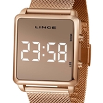 Relogio Lince Digital Led Rose gold quadrado a prova dagua MDR4619L BXRX