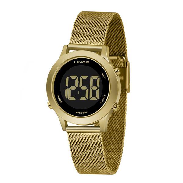 Relógio LINCE DIGITAL SDPH110L PXKX Dourado Pulseira Estilo Esteira