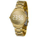 Relógio Lince Espelhado Led Dourado MDG4617LBXKX