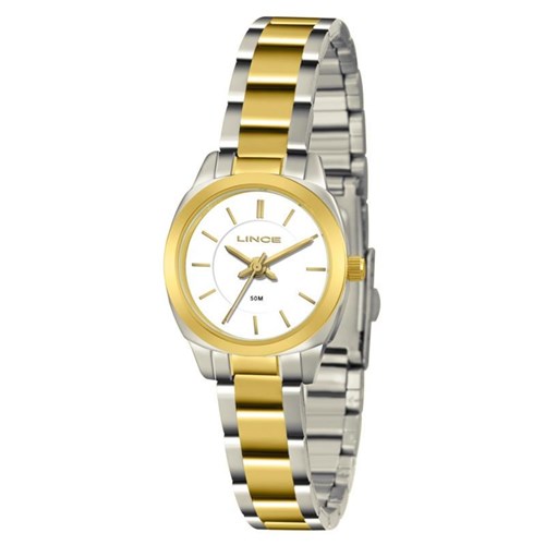 Relógio Lince Feminino Analógico Prata com Faixa Dourada - Lrt4436l B1sk