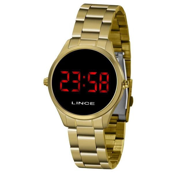 Relogio Lince Feminino Digital Led Dourado Médio a Prova Dagua MDG4618L