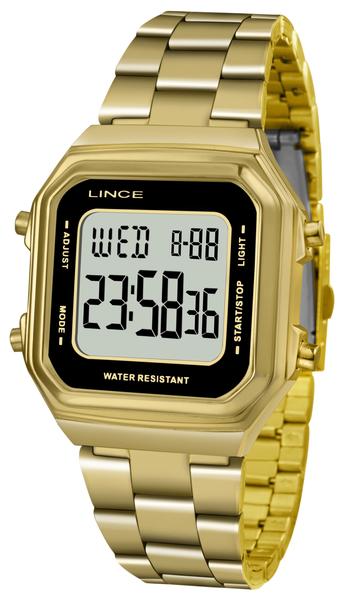 Relogio Lince Feminino Digital Quadrado Dourado SDG615L BXKX