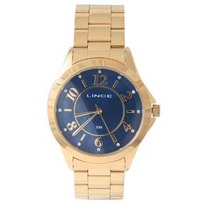 Relógio Lince Feminino, Dourada, com Detalhe em Zircônia. Dourado Azul - UN