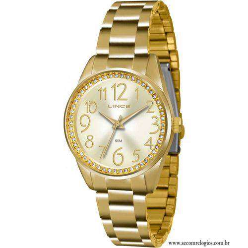 Relógio Lince Feminino Dourado 50 Metros Lrgj056l C2kx