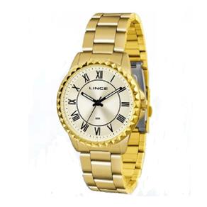 Relógio Lince Feminino Dourado Algarismos Romanos LRG 4561L