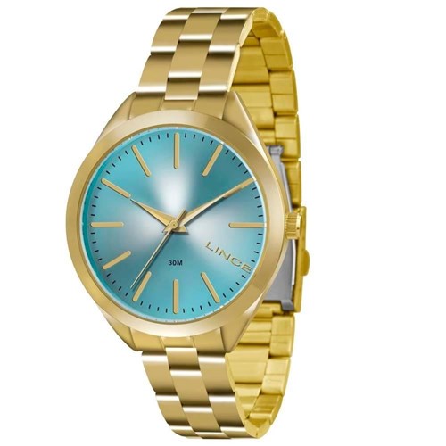 Relógio Lince Feminino Dourado Azul Fashion Lrg4329l A1kx