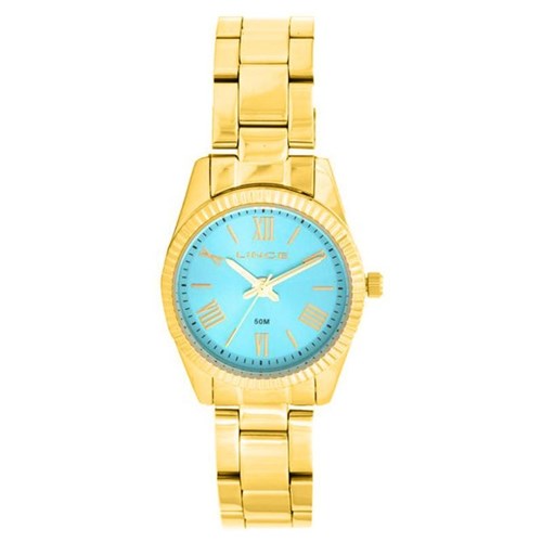 Relógio Lince Feminino Dourado com Fundo Azul - Lrg4492l01-C