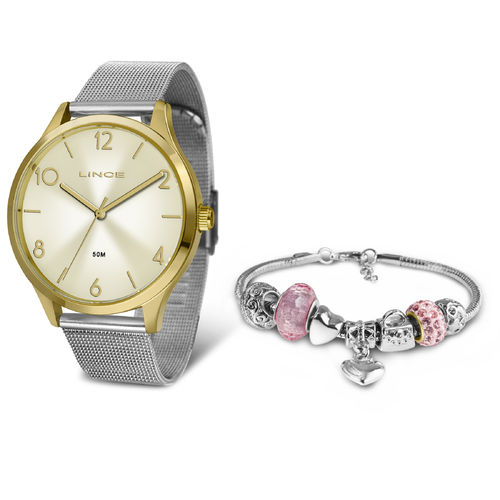 Relógio Lince Feminino Dourado e Prateado Lrt4599lkw31
