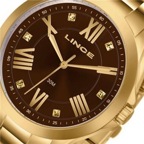 Relógio Lince Feminino Dourado Fundo Marrom Lrgj046l N3kx