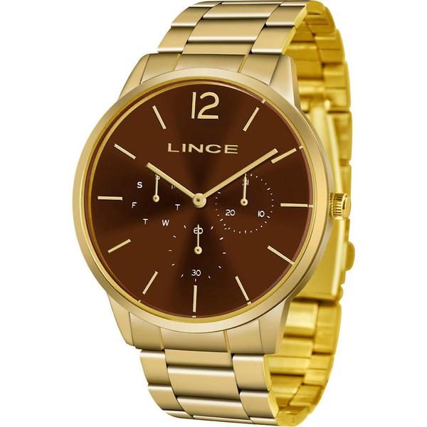 Relógio Lince Feminino Dourado LMGJ087LN2KX Analógico 5 Atm Cristal Mineral Tamanho Grande