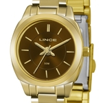 Relógio Lince Feminino Dourado LRG4436L M1KX Fundo Marrom