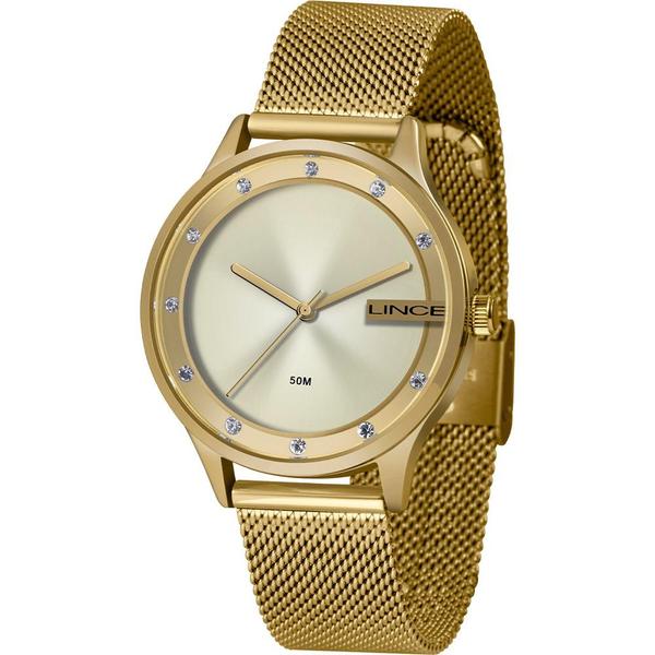 Relógio Lince Feminino Dourado LRG4623LC1KX Analógico 5 Atm Cristal Mineral Tamanho Médio