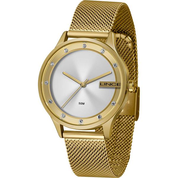 Relógio Lince Feminino Dourado LRG4623LS1KX Analógico 5 Atm Cristal Mineral Tamanho Médio