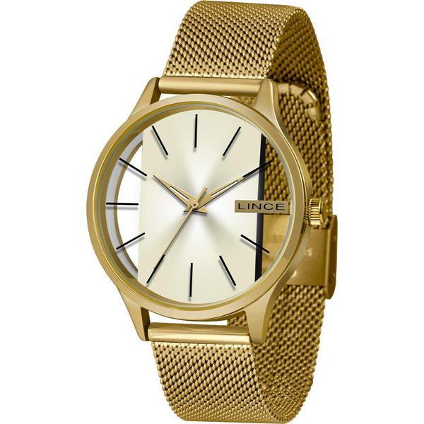 Relógio Lince Feminino Dourado LRG624LC1KX Analógico 5 Atm Cristal Mineral Tamanho Médio