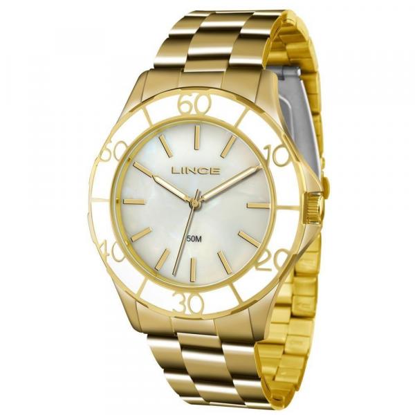 Relógio Lince Feminino Dourado Madrepérola Lrgj067l B1kx