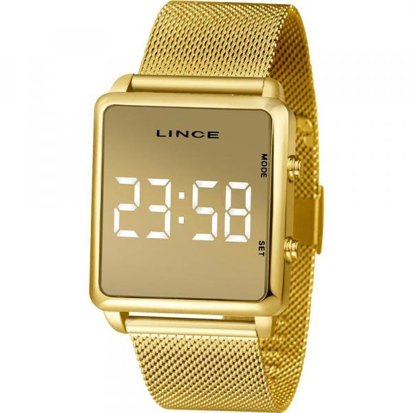 Relógio Lince Feminino Dourado MDG4619LBXKX Digital 5 Atm Cristal Mineral Tamanho Médio