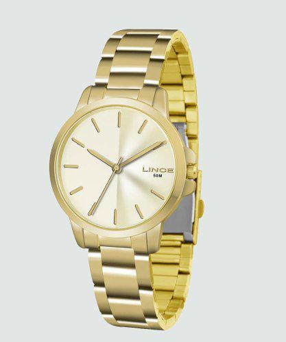 Relogio Lince Feminino Dourado Medio a Prova Dagua Lrg4482l C1kx