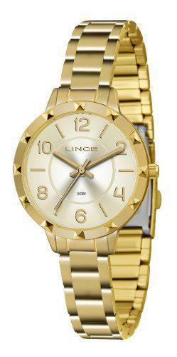 Relogio Lince Feminino Dourado Pequeno a Prova Dagua Lrg4503l C2kx