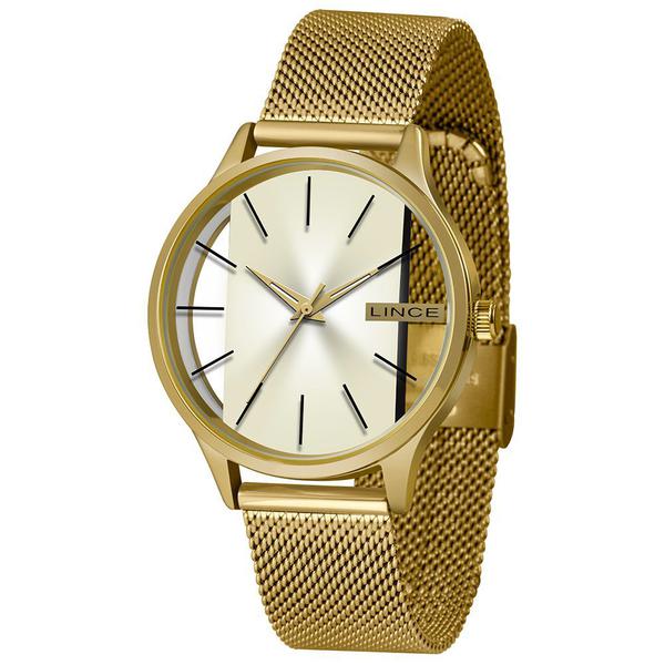 Relogio Lince Feminino Dourado Pulseira Esteira LRG624L C1kX