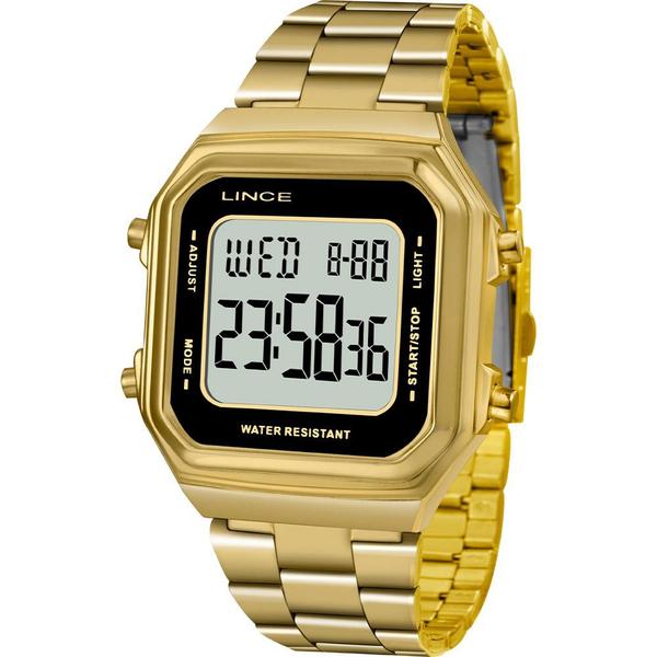 Relógio Lince Feminino Dourado SDG615LBXKX Digital 3 Atm Cristal Mineral Tamanho Médio