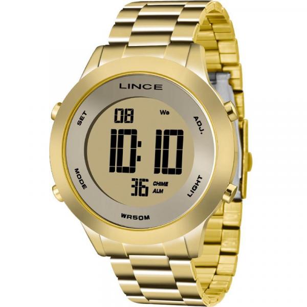 Relógio Lince Feminino Dourado SDPH037LKXKX Digital 5 Atm Cristal Mineral Tamanho Grande
